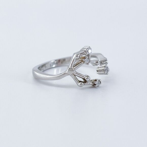 Vintage Sterling Silver Cubic Zirconia Pisces Constellation Zodiac Ring Size 8 - Picture 3 of 8